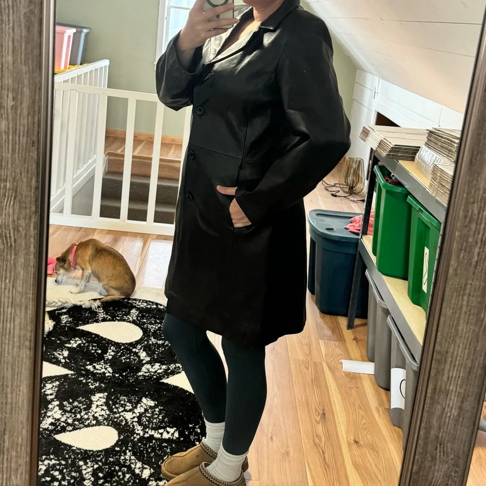 90s Saguaro Leather Trench Style Coat - Picture 2 of 9